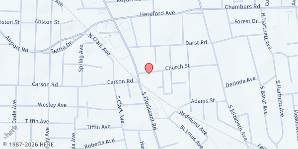 Map showing Blessed Teresa Of Calcutta Saint Vincent De Paul Food Pantry at 106 Church St, Ferguson, MO