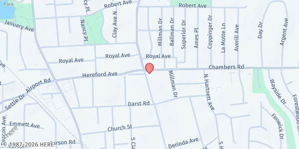 Map showing Blessed Teresa of Calcutta - St. Vincent de Paul at 106 Church St., Ferguson, MO