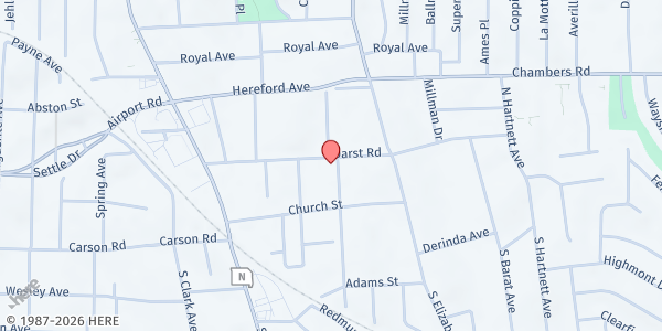 Map showing St. Stephen's & The Vine at 33 N. Clay Ave., Ferguson, MO