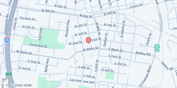 Map showing First UMC at 113 Grand Ave., Festus, MO