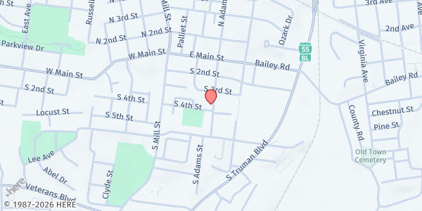 Map showing Ward Chapel AME Church at 321 S. Adams StF., Festus, MO