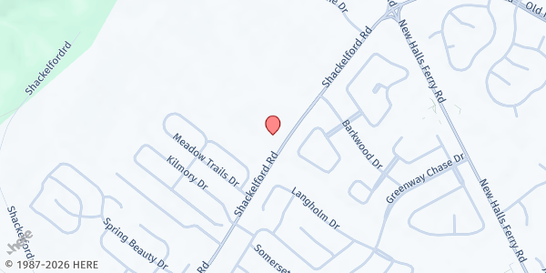 Map showing Trinity Church at 3515 Shackelford, Florissant, MO