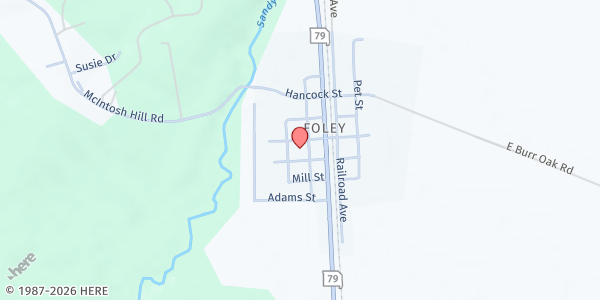 Map showing Foley Baptist Church at 517 Elm St., Foley, MO