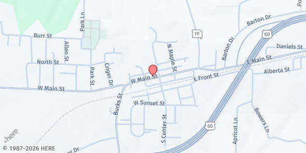 Map showing SafeHaven Now Food Pantry and Thrift Store - Fordland at 138 W. Main St., Fordland, MO