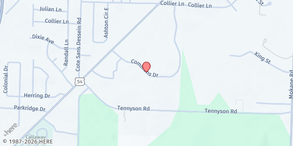 Map showing Callaway Senior Center at 531 Commons Dr., Fulton, MO