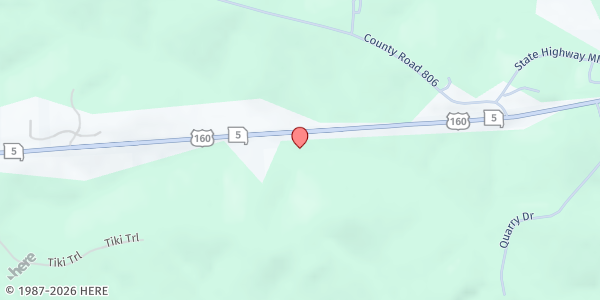 Map showing Ozark County Food Pantry at 20477 U.S. 160, Gainesville, MO