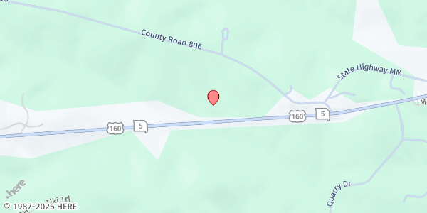 Map showing Ozark County Food Pantry at 20477 US-160, Gainesville, MO