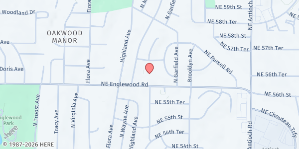Map showing A Turning Point at 1900 NE Englewood Road, Gladstone, MO
