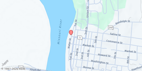 Map showing Glasgow Food Pantry at 706 Water Street, Glasgow, MO