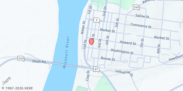 Map showing Glasgow Food Pantry at 706 Water St., Glasgow, MO