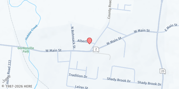 Map showing Christ Lutheran Church at 248 Albert Ln, Gordonville, MO