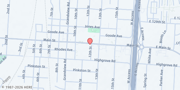 Map showing Grandview Assistance Program at 1121 Main Street, Grandview, MO