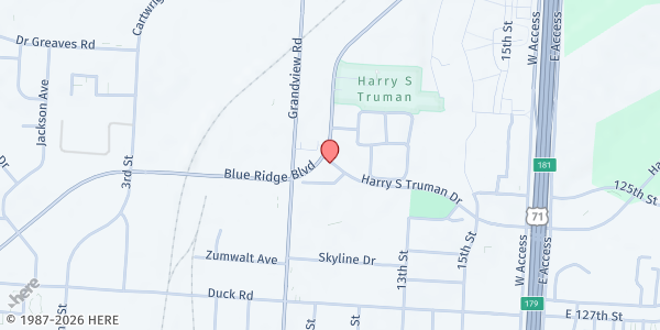 Map showing Second Missionary Baptist at 5111 Harry S Truman Drive, Grandview, MO