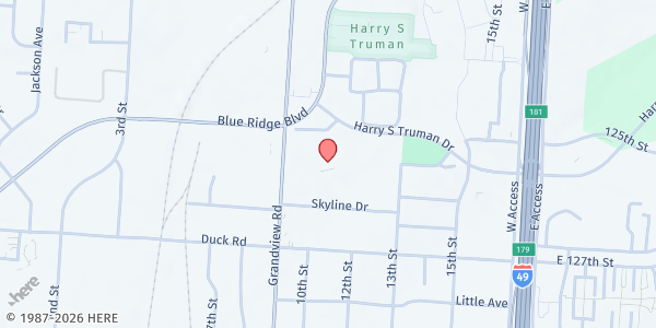 Map showing Second Missionary Baptist Church at 5111 Harry S Truman Dr., Grandview, MO