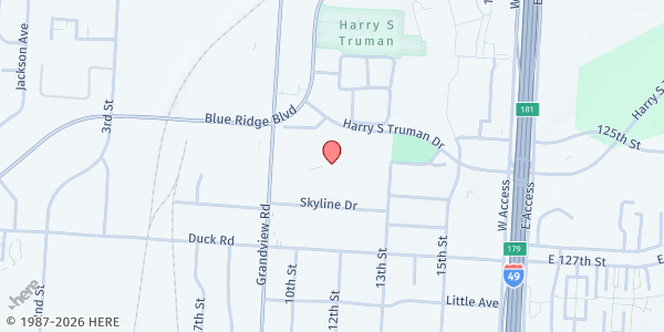 Map showing Second Missionary Baptist Church at 5111 Harry S Truman Dr, Grandview, MO