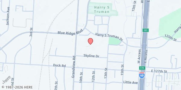 Map showing Second Missionary Baptist Church - Food Distribution Center at 5111 Harry S Truman Dr, Grandview, MO