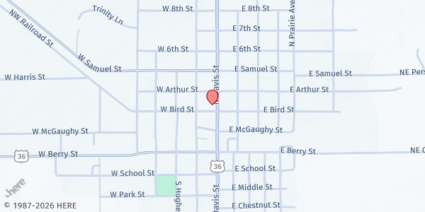 Map showing Caldwell County Food Pantry at 303 North Davis Street, Hamilton, MO