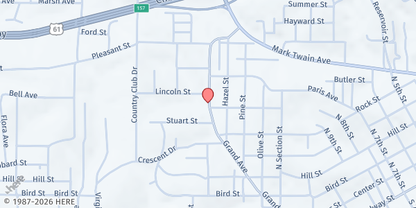 Map showing Douglass Community Services at 711 Grand Ave., Hannibal, MO
