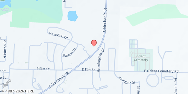 Map showing Cass County Family Services Office at 2500 E Mechanic St, Harrisonville, MO