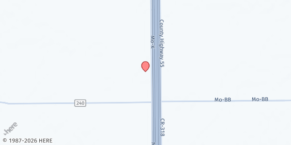 Map showing AGAPE HELP CENTER at 2536 North State Highway K, Hayti, MO