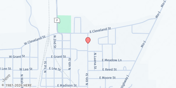 Map showing Caruthersville SEMO Pantry at 608 N. 6th St., Hayti, MO