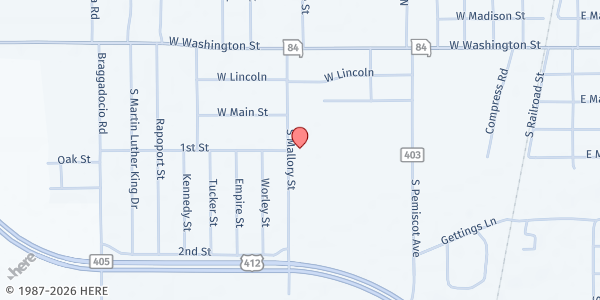 Map showing Faith Temple Complex at 320 Mallory St., Hayti, MO