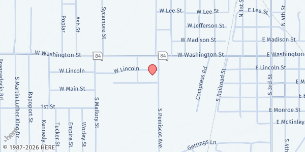 Map showing Pemiscot Progressive Industries at 201 South Pemiscot Street, Hayti, MO