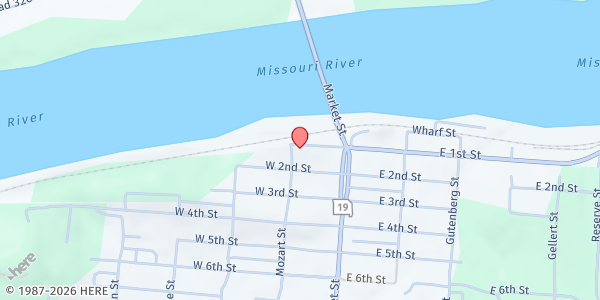 Map showing St Paul United Church-Christ at 136 W 1st St, Hermann, MO