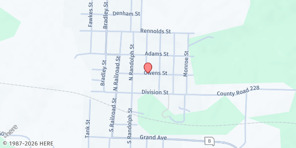 Map showing Higbee R-VIII School (PK-12) at 101 Evans Street, Higbee, MO