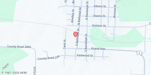 Map showing Higbee Senior Center at 205 S. Railroad St., Higbee, MO
