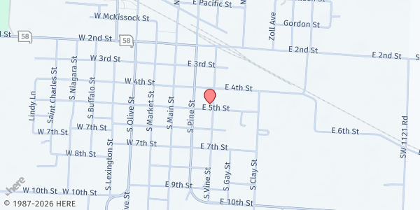 Map showing Holden Area Ministerial at 404 S Vine Street, Holden, MO