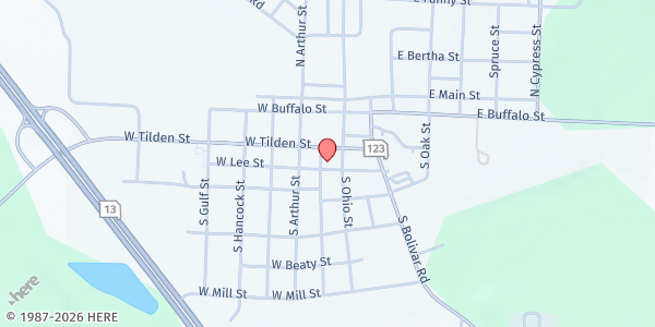 Map showing Half Century Club at 102 West Tilden Street, Humansville, MO