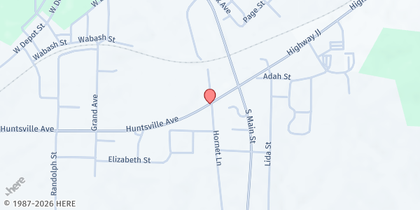 Map showing Westran R-1 High School at 601 Hornet Lane, Huntsville, MO