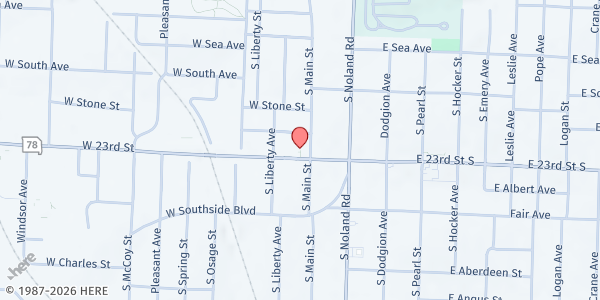 Map showing Abundant Life Baptist Church - Independence at 112 W 23rd St, Independence, MO