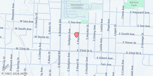 Map showing Abundant Life Church - Independence at 112 West 23rd St. S., Independence, MO