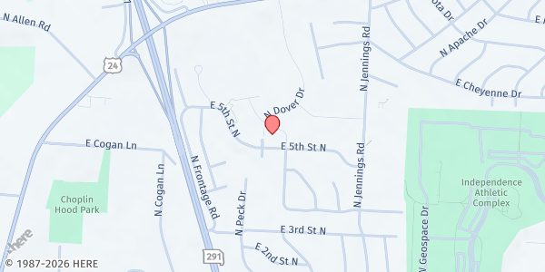 Map showing CSL - Hawthorne Place Apartments at 16995 E. Dover Ln., Independence, MO