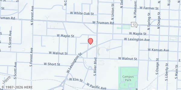 Map showing CSL - Stone Church at 1012 W Lexington, Independence, MO