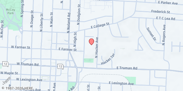 Map showing CSL - Vocational Rehab. at 103 N. Main St. #102, Independence, MO