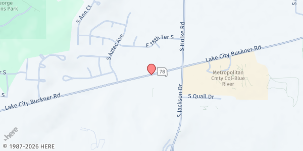 Map showing East Side Baptist Church at 19901 E 78 Highway, Independence, MO