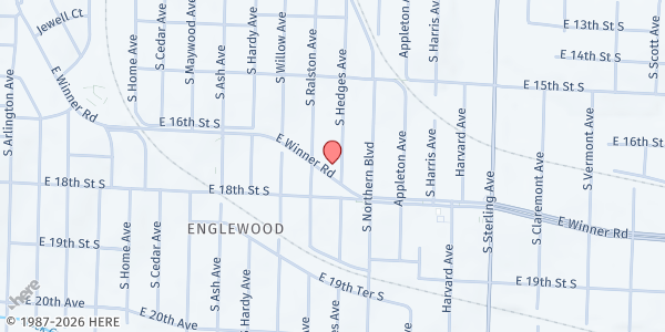 Map showing Englewood Assembly of God at 10628 E Winner Road, Independence, MO
