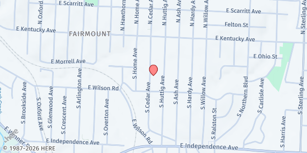 Map showing Fairmount Community Center at 217 S Cedar Avenue, Independence, MO