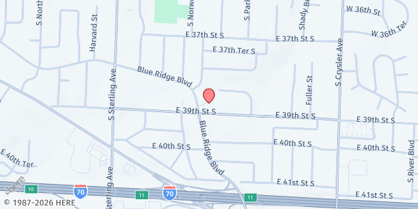 Map showing Life Connection at 3883 Blue Ridge Boulevard, Independence, MO