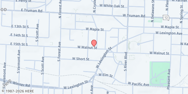 Map showing Living Hope Outreach at 216 1/2 S Crysler Ave, Independence, MO