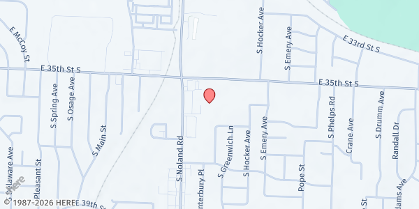 Map showing Olde Oak Tree Apartments at 13975 E 35th Street South, Independence, MO