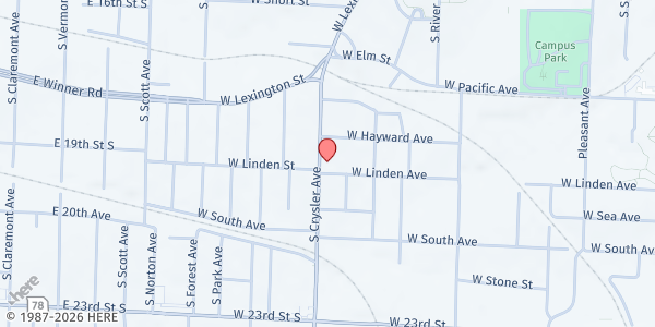 Map showing Outreach Restoration Branch at 723 S. Crysler Ave., Independence, MO