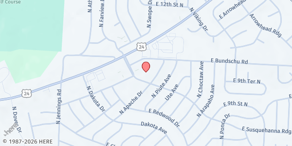 Map showing Susquehanna Baptist Church at 17800 E. Susquehanna Ridge, Independence, MO