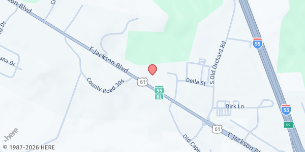 Map showing Crossroads Church at 4400 E. Jackson Blvd., Jackson, MO