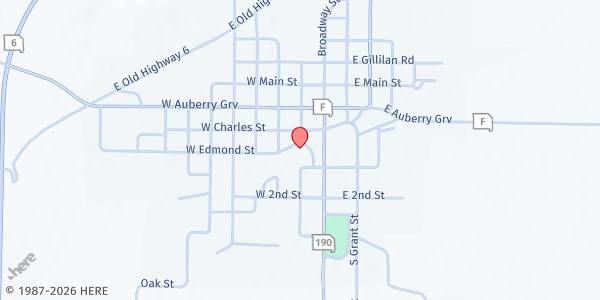 Map showing Jamesport Food Pantry at 308 S. Broadway Street, Jamesport, MO