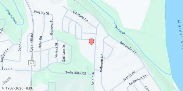 Map showing Belair Elementary at 701 Belair Drive, Jefferson City, MO