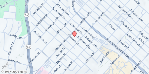 Map showing Building Community Bridges at 213 E. Ashley St., Jefferson City, MO